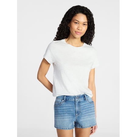 No Boundaries Cropped Cotton Tee with Short Sleeves, Women’s XXS-XXL Now $4.19