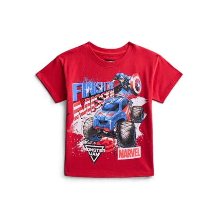 Monster Jam Toddler Short Sleeve Graphic Patriotic Americana Americana Crewneck Now $1.99
