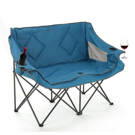 ARROWHEAD OUTDOOR Portable Folding Double Duo Camping Chair Loveseat w/ 2 Cup & Wine Now $65.81