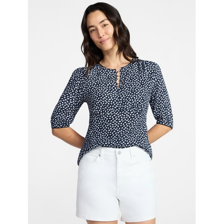 Time and Tru Women’s Empire Waist Top with Puff Sleeves Now $7.45