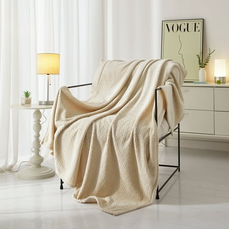 Mainstays Cozy Textured Plush Throw Blanket, BeigeAll Ages Now $9.82