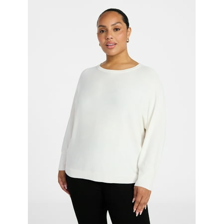 Terra & Sky Women's Plus Size Fine Gauge Dolman Sweater Now $4.47