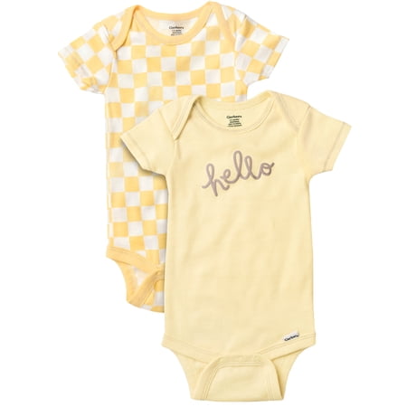 Gerber Baby Boy or Girl Neutral Short Sleeve Cotton Onesies, 2-Pack, Months Now $6.48