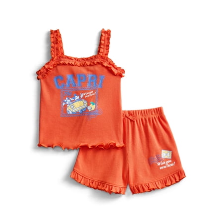 Disney Minnie & Mickey Mouse Toddler Girls La Dolce Vita Graphic Tank Top with Ruffle Now $9.00