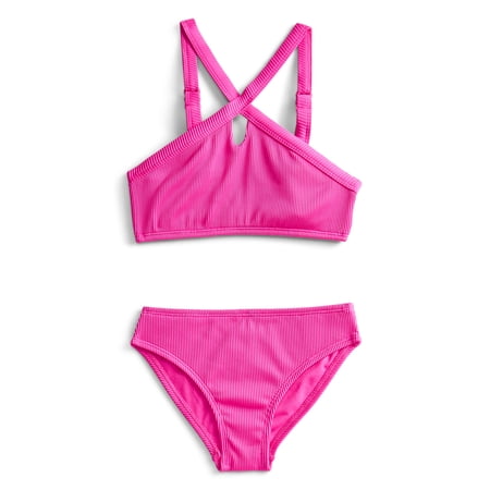 Weekend Academy Girls Solid Rib Bikini Swim Set, 2-Piece Now $9.98