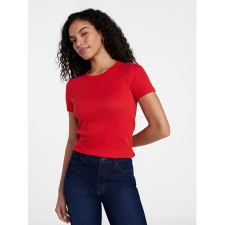 Time and Tru Women's Ribbed Tee with Short Sleeves Now $5.66