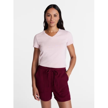 Time and Tru Women's Slim V Neck Tee with Short Sleeves Now $6.40