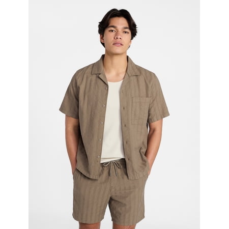 No Boundaries Poolside Dobby Shirt with Short Sleeves, Men's XS-4XLT Now $7.19