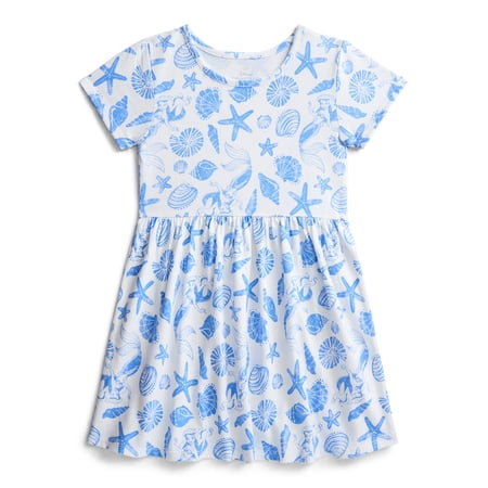 The Little Mermaid Ariel Girls Allover Print Dress with Short Sleeves Now $3.90