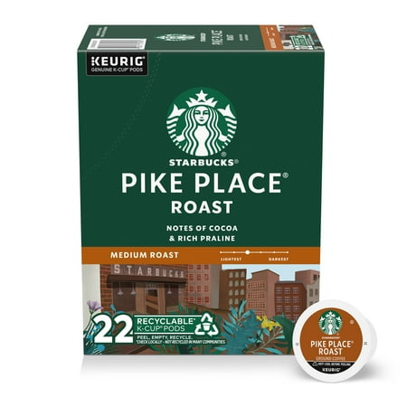 Starbucks Pike Place Roast, Hot or Iced Coffee, Medium Roast K-Cup Coffee Pods, 22 Now $19.17