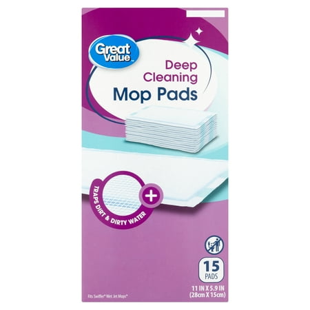 Great Value Deep Cleaning Mop Pads, 15 Count Now $6.47