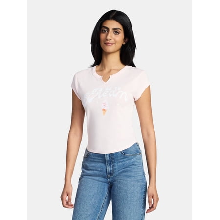 Women's Ice Cream Graphic Tee with Short Sleeves Now $1.69