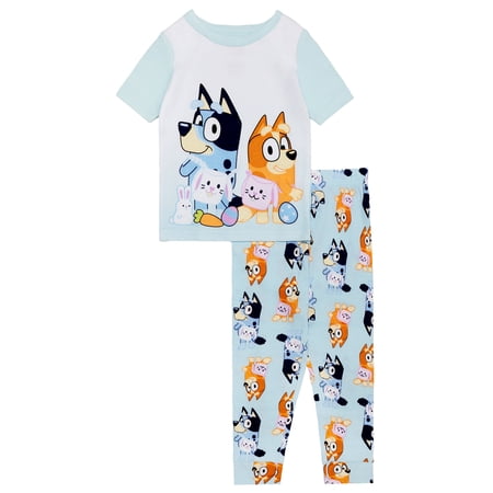 Bluey Girls 2- Piece Easter Short Sleeve and Pant Pajamja Set Now $6.00