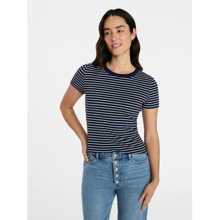 Time and Tru Women's Ribbed Tee with Short Sleeves Now $8.98