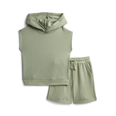 Wonder Nation Toddler Boys' French Terry Sleeveless Hoodie and Shorts Set, 2-Piece Now $7.50