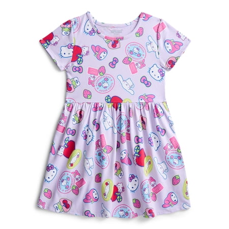 Hello Kitty and Friends Girls Allover Print Dress with Short Sleeves Now $3.90
