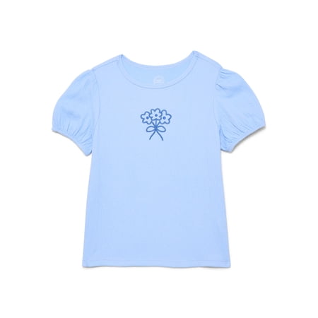 Wonder Nation Girls Crinkle Jersey Tee with Short Sleeves Now $3.59