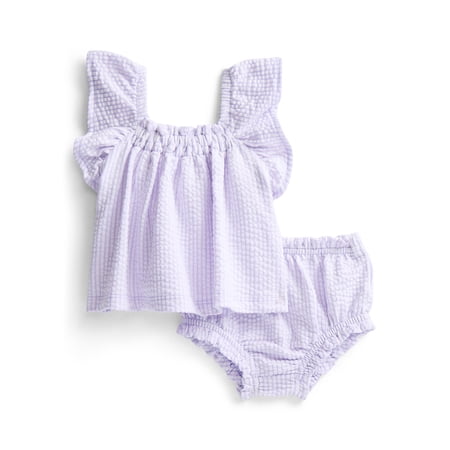 Wonder Nation Baby Girls Seersucker Romper & Bloomers with Flutter-Sleeve, 2-Piece Now $7.13