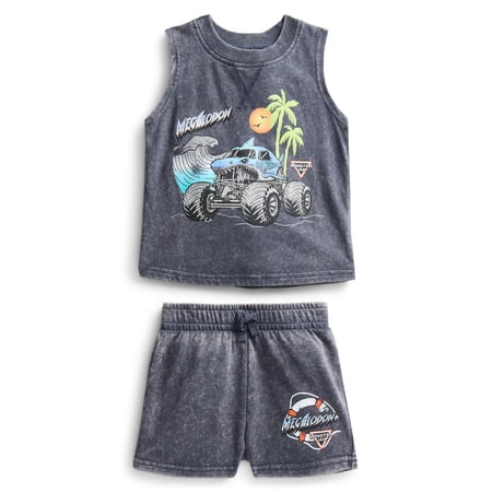 Monster Jam Baby Boys Sleeveless Graphic Tank Top and Shorts Set, 2-Piece, Sizes Now $8.00