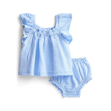 Wonder Nation Baby Girls Patriotic Seersucker Romper & Bloomers with Flutter-Sleeve Now $6.98