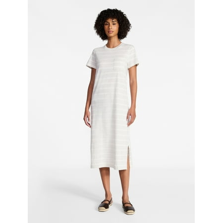 Time and Tru Women's Cotton Midi T-Shirt Dress with Short Sleeves Now $9.79