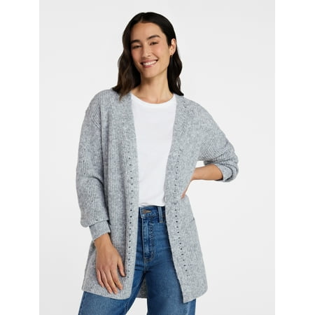 Time and Tru Women's Open Front Cardigan Sweater with Long Sleeves Now $4.33