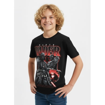 Star Wars Boys Darth Vader Graphic Tee with Short Sleeves Now $6.98