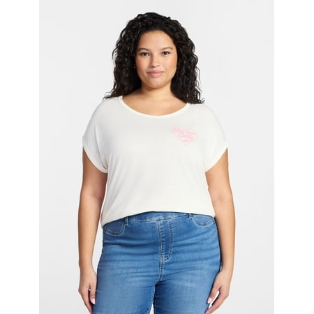 Terra & Sky Women's Plus Size Dolly Parton Graphic Tee with Short Sleeves Now $3.08