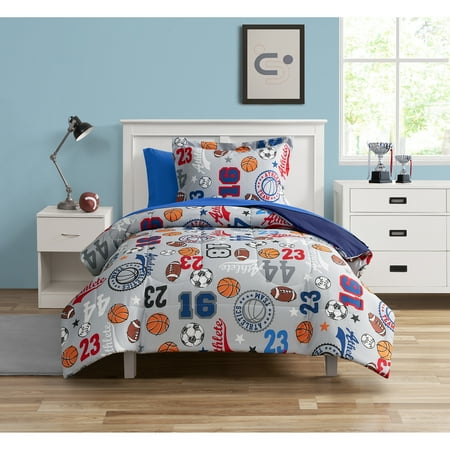 Your Zone 5 Piece Blue Sports Polyester Bedding Set for Boys, Twin Now $15.00