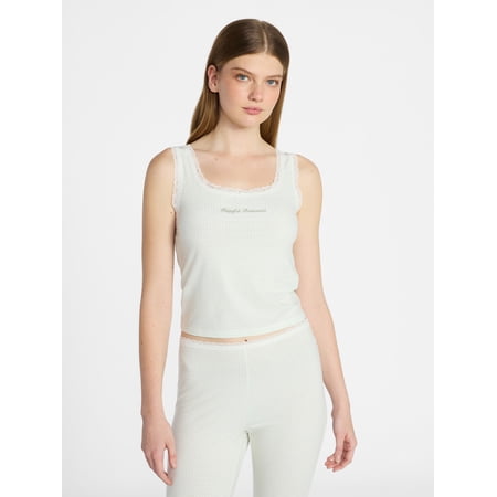 No Boundaries Single Jersey Lace Sleep Tank Top, Women's XXS-3X Now $8.48
