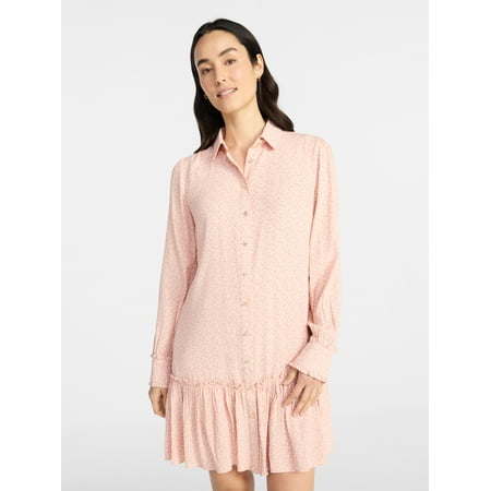 Time and Tru Women's Ruffle Mini Shirtdress Now $11.02