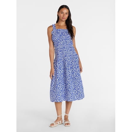 Time and Tru Women's and Women's Plus Sleeveless Smocked Peasant Midi Dress Now $16.79