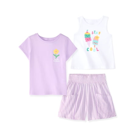 Garanimals Newborn, Baby & Toddler Girl Cotton 3-Piece Set, Tank, Tee & Pull-On Now $7.02