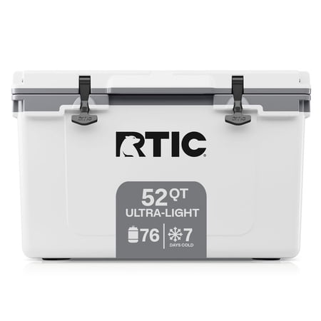 RTIC Ultra-Light 52 Qt Hard-Sided Ice Chest Cooler, Fits 76 Cans, White & Grey Now $206.10