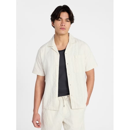 No Boundaries Poolside Dobby Shirt with Short Sleeves, Men's XS-4XLT Now $9.95