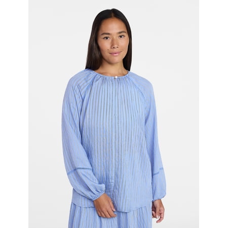 Time and Tru Women's Peasant Blouse with Long Sleeves Now $5.19