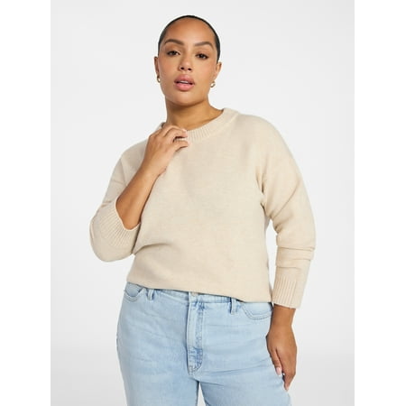 Terra & Sky Women's Plus Size Crewneck Pullover Sweater Now $4.04