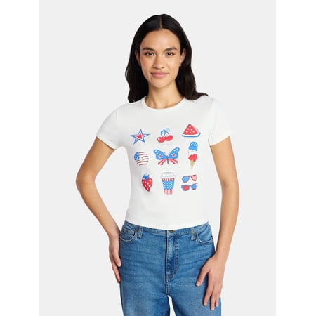 Americana Symbols Women's Graphic Tee with Short Sleeves Now $6.98