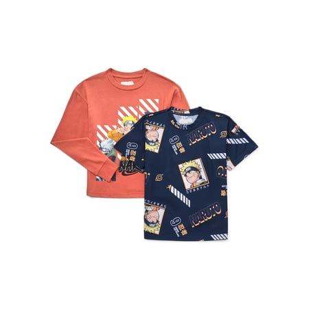 Naruto Boys Graphic Short Sleeve and Long Sleeve Tees, 2-Pack Now $6.90