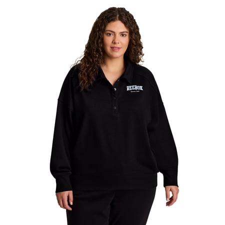Reebok Women's and Women's Plus All Seasons Oversize Polo Sweatshirt Now $8.40