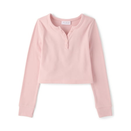 The Children's Place Girls Long Sleeve Sueded Rib Henley Top Now $5.51
