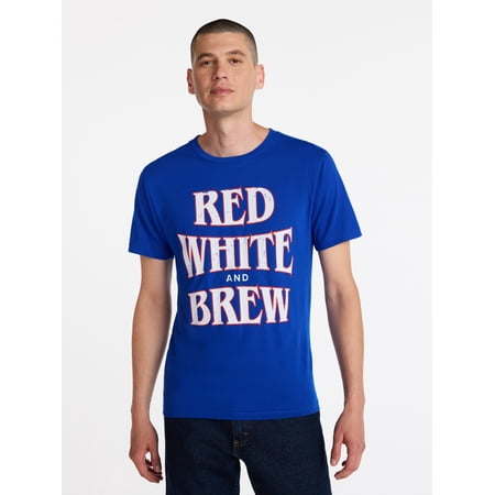 Americana Men's and Big Men's Red White Brew Graphic Tee Shirt from Way to Celebrate Now $3.14
