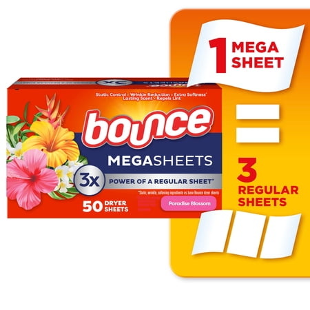 Bounce Dryer Sheets, Paradise Blossom Scent, 50 Mega Dryer Sheets Now $4.47