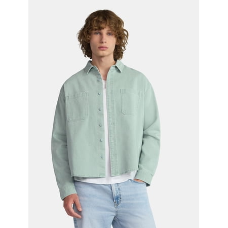 No Boundaries Twill Shirt with Long Sleeves, Men's and Big Men's Now $6.14
