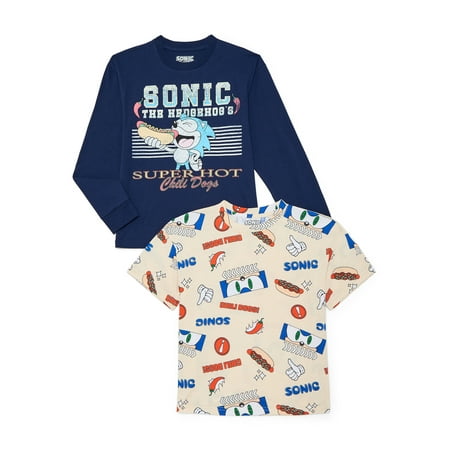 Sonic the Hedgehog Boys Graphic Short Sleeve and Long Sleeve T-Shirts, 2-Pack Now $7.02