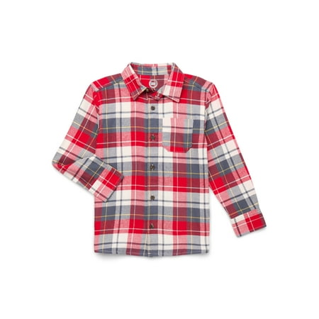 Wonder Nation Boys' Long Sleeve Flannel Shirt, & Husky Now $4.12