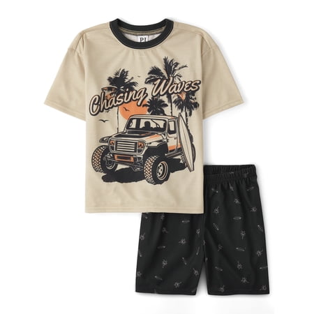 The Children's Place Big Boys Short Sleeve Surfboard Vehicle PJs, 2-Piece Now $8.56