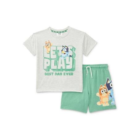 Bluey Toddler Boy Short Sleeve Graphic Tee and Matching Shorts Set, 2-Piece Now $5.00