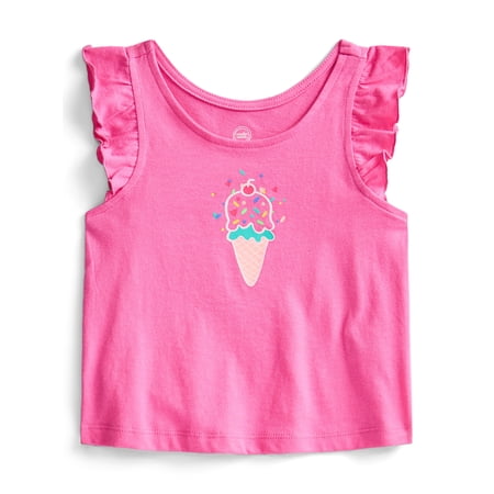 Wonder Nation Toddler Girls Graphic Tank Top with Ruffle Sleeves Now $4.98