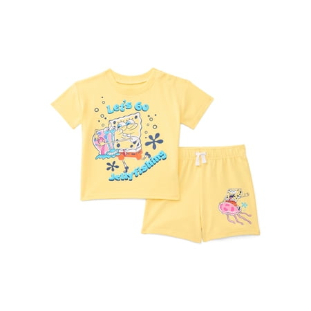 SpongeBob SquarePants Baby Boys Short Sleeve Graphic Tee and Shorts Set, 2-Piece Now $4.00